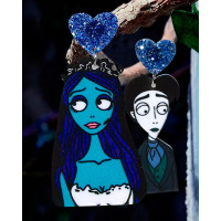 1Pair Halloween Glitter Heart Ghost Bridal Gift Earrings - blue