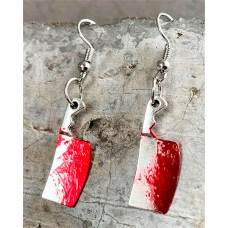 1Pair Halloween Knife Decor Drop Earrings - silver