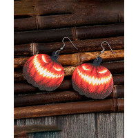 1Pair Halloween Pumpkin Shaped Drop Earrings - orange