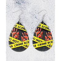 1Pair Halloween Scary Print Drop Earrings - black