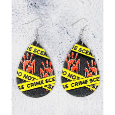 1Pair Halloween Scary Print Drop Earrings - black