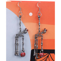 1Pair Halloween Skeleton Drop Earrings - silver