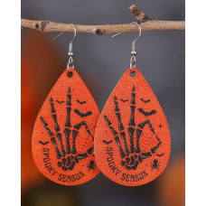 1Pair Halloween Skeleton Slogan Waterdrop Earrings - brown