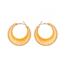 1Pair Handmade Hollow Out Hoop Earrings - yellow