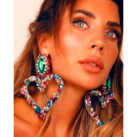 1Pair Heart Shaped Colorful Rhinestone Earrings - style3