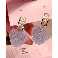 1Pair Heart Shaped Drop Earrings - blue