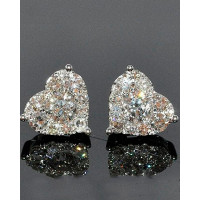 1Pair Heart Shaped Rhinestone Earrings - silver