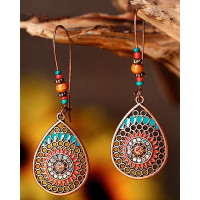 1Pair Hollow Out Bohemian Tribal Waterdrop Earrings - style2