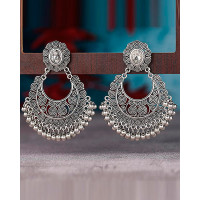 1Pair Hollow Out Faux Bell Tassel Design Hoop Earrings - silver