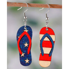 1Pair Independence Day Flag Flip Flops Shaped Drop Earrings - Multicolor