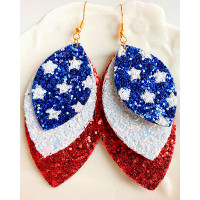 1Pair Independence Day Flag Layered Sequin Drop Earrings - style2