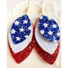 1Pair Independence Day Flag Layered Sequin Drop Earrings - style2