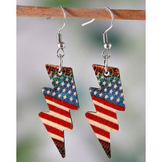 1Pair Independence Day Flag Lightning Shaped Waterdrop Earrings - Multicolor