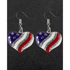 1Pair Independence Day Flag Love Heart Star Shaped Drop Earrings - style1