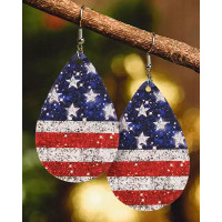 1Pair Independence Day Flag Water Drop Earrings - Multicolor