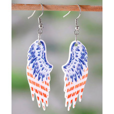 1Pair Independence Day Flag Wings Shaped Hook Earrings - Multicolor