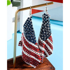 1Pair Independence Day USA Flag Hook Earrings - Multicolor