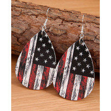 1Pair Independence Day Vintage Flag Waterdrop Earrings - Multicolor