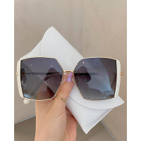 1Pair Irregular Metal Frame Sunglasses - white