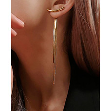 1Pair Minimalism Tassel Design Earrings - gold