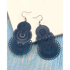 1Pair Multiple Vintage Ethnic Dangle Drop Earrings - dark blue