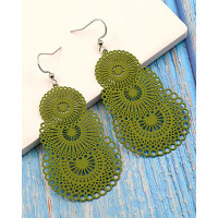 1Pair Multiple Vintage Ethnic Dangle Drop Earrings - green