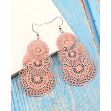 1Pair Multiple Vintage Ethnic Dangle Drop Earrings - pink