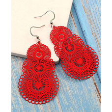 1Pair Multiple Vintage Ethnic Dangle Drop Earrings - red