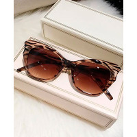 1Pair Ombre Cat Eye Asymmetrical Frame Sunglasses - coffee