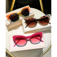 1Pair Ombre Cat Eye Asymmetrical Frame Sunglasses - Multicolor