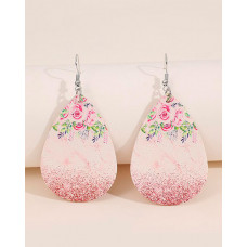 1Pair Ombre Floral Water Drop Earrings - pink