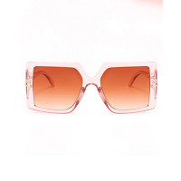 1Pair Ombre Oversized Wide Fashion Shades Square Frame Sunglasses - champagne