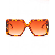 1Pair Ombre Oversized Wide Fashion Shades Square Frame Sunglasses - Leopard