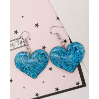 1Pair Peach Love Heart Drop Earrings - blue