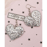 1Pair Peach Love Heart Drop Earrings - clear