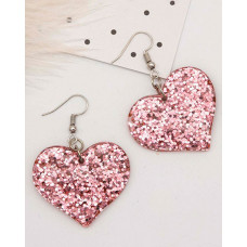 1Pair Peach Love Heart Drop Earrings - pink