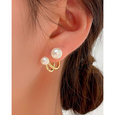 1Pair Pearls Decor Fashion Earrings - gold