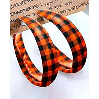 1Pair Plaid Hoop Earrings - orange