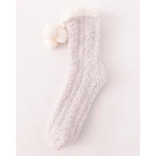 1Pair Pom Pom Fuzzy Thermal Socks - gray