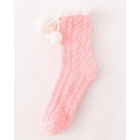 1Pair Pom Pom Fuzzy Thermal Socks - Wine red