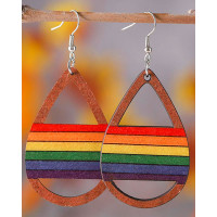 1Pair Pride Month Rainbow Stripe Hollow Out Drop Earrings - style1