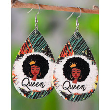 1Pair Queen Letter Figure Waterdrop Hook Earrings - green