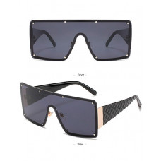 1Pair Quilted Decor Rimless Tinted Lens Sunglasses - black