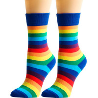 1Pair Rainbow Stripe Party Pride Month Socks - blue