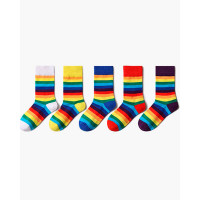 1Pair Rainbow Stripe Party Pride Month Socks - red