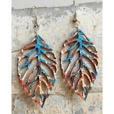 1Pair Retro Bohemian Hollow Out Leaf Shaped Drop Earrings - style2