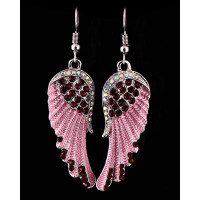 1Pair Rhinestone Angel Wings Dangle Earrings Fine Jewelry - pink