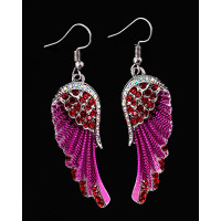 1Pair Rhinestone Angel Wings Dangle Earrings Fine Jewelry - purple