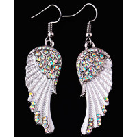 1Pair Rhinestone Angel Wings Dangle Earrings Fine Jewelry - white