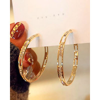 1Pair Rhinestone Cutout Hoop Earrings - style1